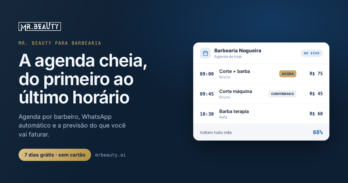 Exemplo de agenda do Mr. Beauty para barbearia
