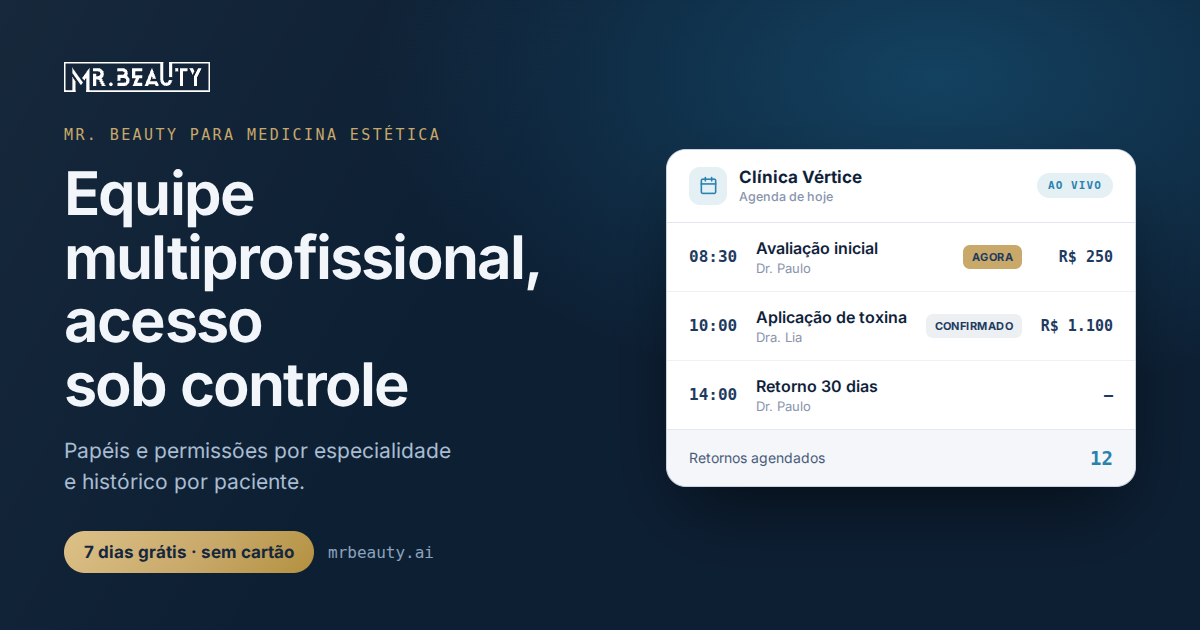 Exemplo de agenda do Mr. Beauty para medicina estética