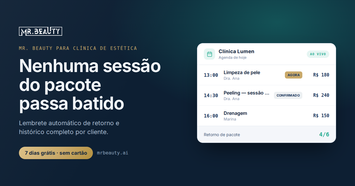 Exemplo de agenda do Mr. Beauty para clínica de estética
