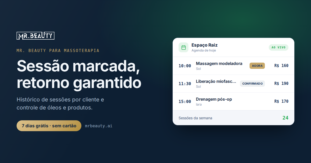 Exemplo de agenda do Mr. Beauty para massoterapia