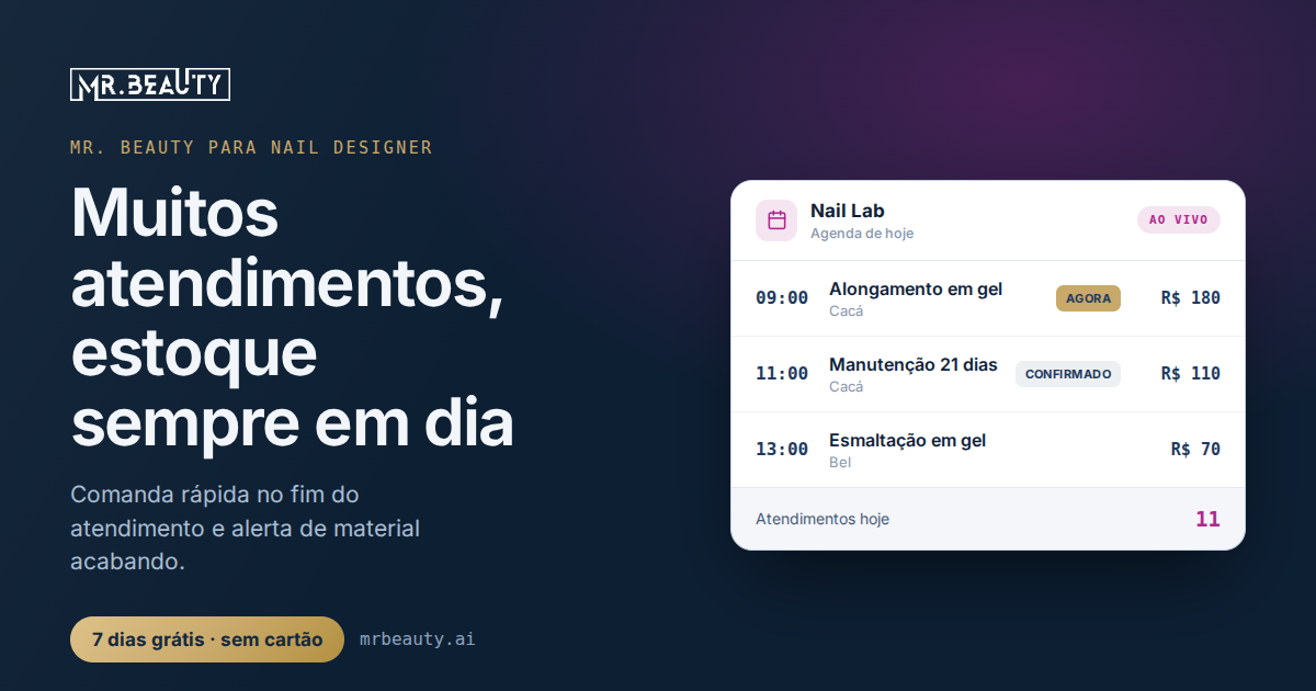 Exemplo de agenda do Mr. Beauty para nail designer