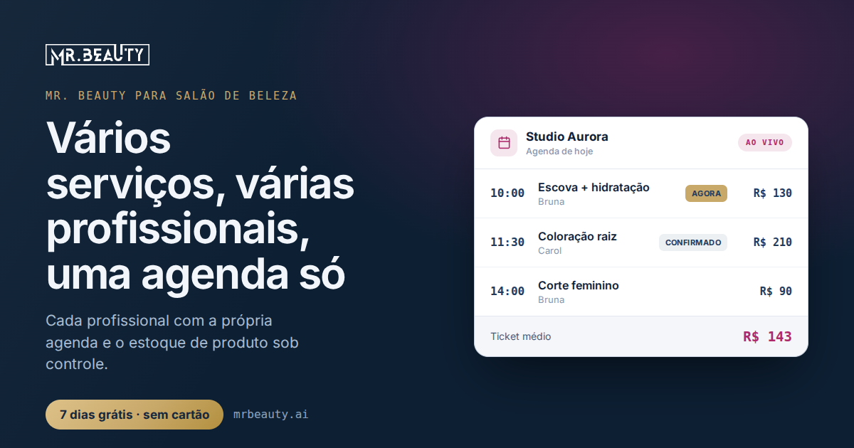 Exemplo de agenda do Mr. Beauty para salão de beleza